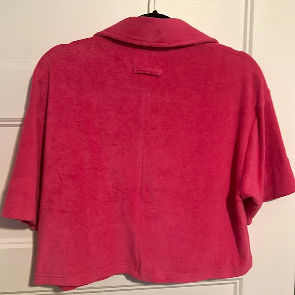 Solid & Striped Terry Cropped Button Down Polo Xs - image 5